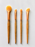 Luxury 4-Piece Bamboo Makeup Brush Set | Highlighter Brush, Angled Brow Brush, Eyeshadow Brush & Contour Brush