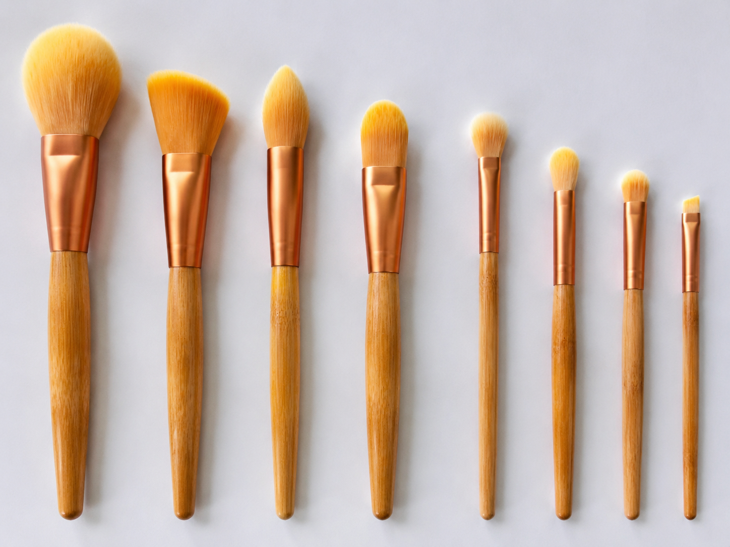 8-Piece Bamboo Makeup Brush Set – Professional Vegan Face & Eye Brushes for Foundation, Powder, Blush, Contour & Eyeshadow